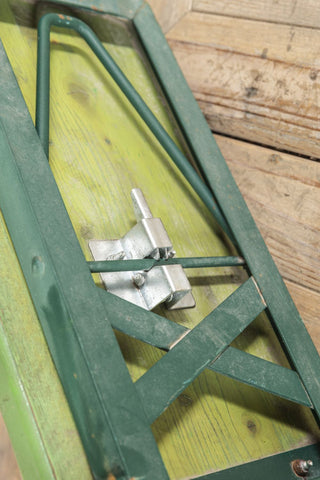 close up of green bench