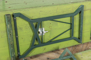 close up of green bench