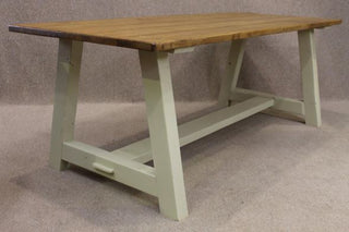 painted base pine top table