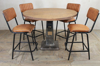 industrial bar table with cast iron base