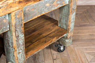 industrial table with crates