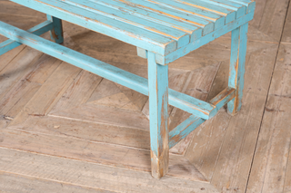vintage-pine-bench-blue-leg-detail