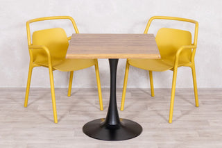 Aged Pine Top Outdoor Café Table Set with Ibiza Chairs