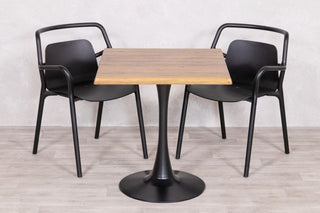 Aged Pine Top Outdoor Café Table Set with Ibiza Chairs