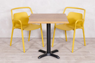 Aged Pine Top Outdoor Café Table Set with Ibiza Chairs