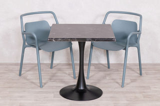 Alcantara Black Top Outdoor Café Table Set with Ibiza Chairs