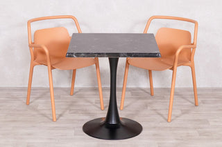 Alcantara Black Top Outdoor Café Table Set with Ibiza Chairs