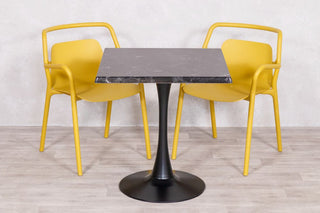 Alcantara Black Top Outdoor Café Table Set with Ibiza Chairs