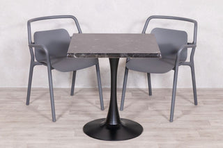 Alcantara Black Top Outdoor Café Table Set with Ibiza Chairs