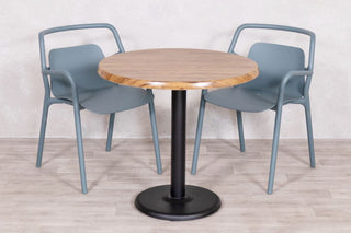 Aged Pine Top Outdoor Café Table Set with Ibiza Chairs