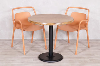 Aged Pine Top Outdoor Café Table Set with Ibiza Chairs