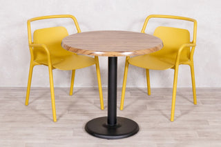 Aged Pine Top Outdoor Café Table Set with Ibiza Chairs