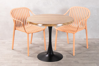 Aged Pine Top Outdoor Café Table Set with California Chairs