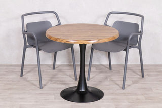 Aged Pine Top Outdoor Café Table Set with Ibiza Chairs