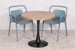 Aged Pine Top Outdoor Café Table Set with Ibiza Chairs