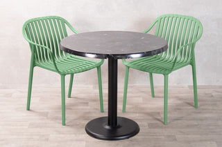 Alcantara Black Top Outdoor Café Table Set with California Chairs