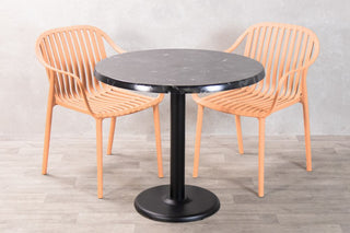 Alcantara Black Top Outdoor Café Table Set with California Chairs