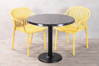 Alcantara Black Top Outdoor Café Table Set with California Chairs