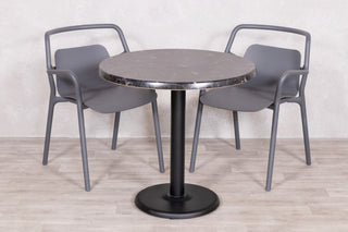 Alcantara Black Top Outdoor Café Table Set with Ibiza Chairs