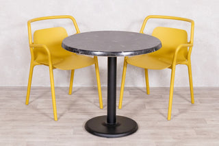 Alcantara Black Top Outdoor Café Table Set with Ibiza Chairs