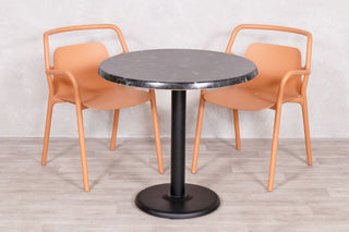 Alcantara Black Top Outdoor Café Table Set with Ibiza Chairs