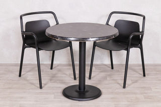 Alcantara Black Top Outdoor Café Table Set with Ibiza Chairs