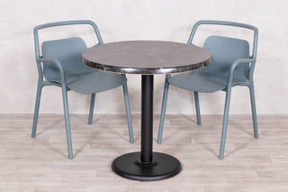 Alcantara Black Top Outdoor Café Table Set with Ibiza Chairs