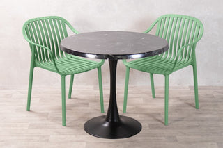 Alcantara Black Top Outdoor Café Table Set with California Chairs