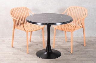 Alcantara Black Top Outdoor Café Table Set with California Chairs