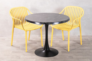 Alcantara Black Top Outdoor Café Table Set with California Chairs