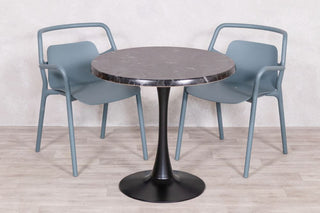 Alcantara Black Top Outdoor Café Table Set with Ibiza Chairs