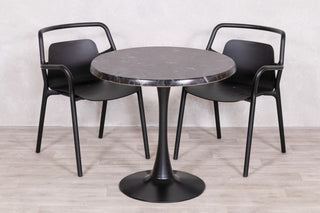 Alcantara Black Top Outdoor Café Table Set with Ibiza Chairs