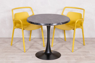 Alcantara Black Top Outdoor Café Table Set with Ibiza Chairs