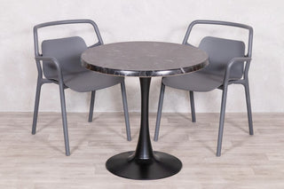 Alcantara Black Top Outdoor Café Table Set with Ibiza Chairs