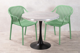 Cement Top Outdoor Café Table Set with California Chairs