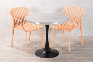 Cement Top Outdoor Café Table Set with California Chairs