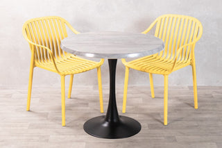 Cement Top Outdoor Café Table Set with California Chairs