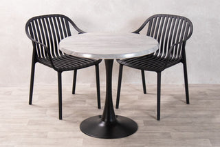 Cement Top Outdoor Café Table Set with California Chairs