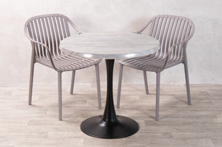 Cement Top Outdoor Café Table Set with California Chairs