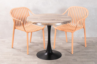 Rustic Maple Top Outdoor Café Table Set with California Chairs