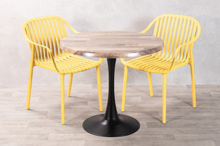 Rustic Maple Top Outdoor Café Table Set with California Chairs