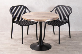 Rustic Maple Top Outdoor Café Table Set with California Chairs