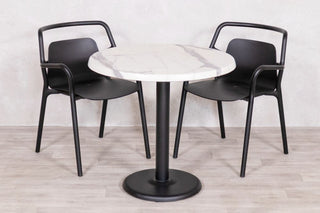 White Marble Top Outdoor Café Table Set with Ibiza Chairs