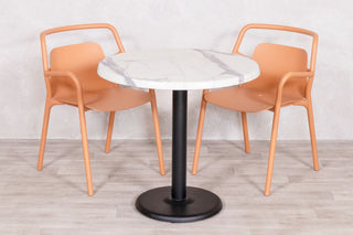 White Marble Top Outdoor Café Table Set with Ibiza Chairs