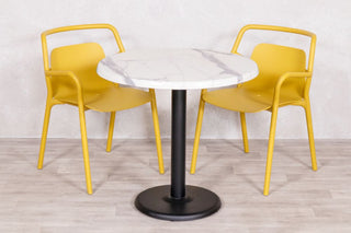 White Marble Top Outdoor Café Table Set with Ibiza Chairs