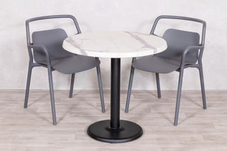 White Marble Top Outdoor Café Table Set with Ibiza Chairs