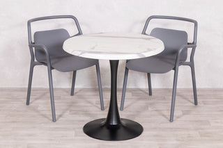 White Marble Top Outdoor Café Table Set with Ibiza Chairs