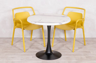 White Marble Top Outdoor Café Table Set with Ibiza Chairs