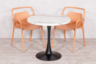 White Marble Top Outdoor Café Table Set with Ibiza Chairs