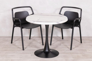 White Marble Top Outdoor Café Table Set with Ibiza Chairs